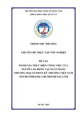 Chuyên đề thực tập tốt nghiệp đánh giá thực hiện công việc của người lao động tại ngân hàng thương mại cổ phần kỹ thương việt nam