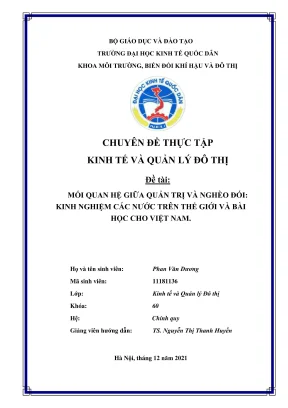 Chuyên đề thực tập mối quan hệ giữa quản trị và nghèo đói kinh nghiệm các nước trên thế giới và bài học cho việt nam