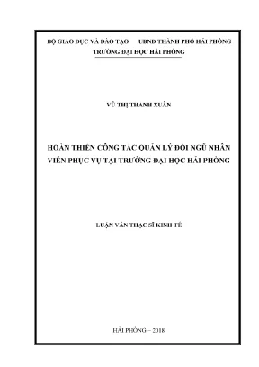 Luận văn thạc sĩ quản lý kinh tế hoàn thiện công tác quản lý đội ngũ nhân viên phục vụ tại trường đại học hải phòng