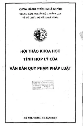 Kỷ yếu hội thảo khoa học cấp khoa tính hợp lý của văn bản quy phạm pháp luật
