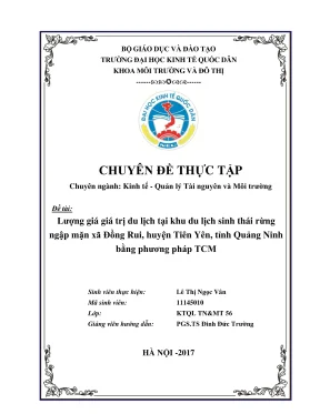 Chuyên đề thực tập lượng giá giá trị du lịch tại khu du lịch sinh thái rừng ngập mặn xã đồng rui huyện tiên yên tỉnh quảng ninh bằng phương pháp tcm