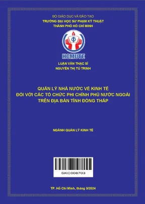 Luận văn thạc sĩ quản lý kinh tế quản lý nhà nước về kinh tế đối với các tổ chức phi chính phủ nước ngoài trên địa bàn tỉnh đồng tháp