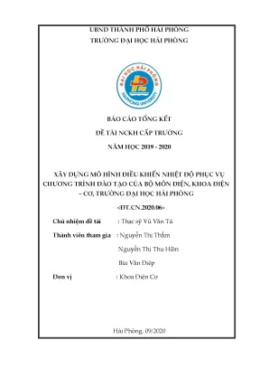 Đề tài nghiên cứu khoa học cấp trường xây dựng mô hình điều khiển nhiệt độ phục vụ chương trình đào tạo của bộ môn điện khoa điện cơ trường đại học hải phòng