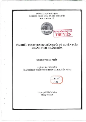 Khóa luận tốt nghiệp phát triển nông thôn tìm hiểu thực trạng chăn nuôi bò huyện diên khánh tỉnh khánh hòa