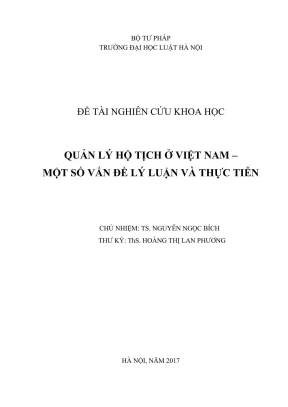 Đề tài nghiên cứu khoa học cấp trường quản lý hộ tịch ở việt nam một số vấn đề lý luận và thực tiễn
