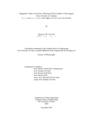 Luận án tiến sĩ intergrated study on factors affecting water quality of the saigon river system in vietnam