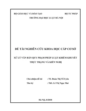 Đề tài nghiên cứu khoa học cấp trường xử lý văn bản quy phạm pháp luật khiếm khuyết thực trạng và kiến nghị