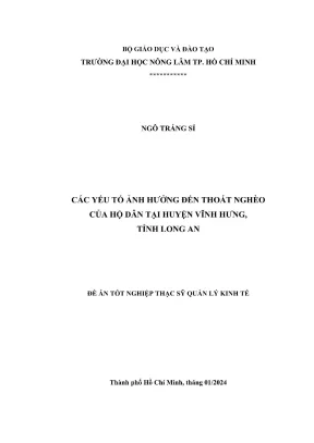 Luận văn thạc sĩ quản lý kinh tế các yếu tố ảnh hưởng đến thoát nghèo của hộ dân tại huyện vĩnh hưng tỉnh long an