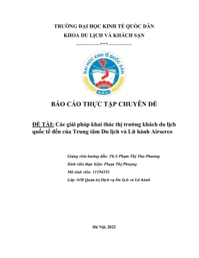 Chuyên đề thực tập các giải pháp khai thác thị trường khách du lịch quốc tế đến của trung tâm du lịch và lữ hành airserco