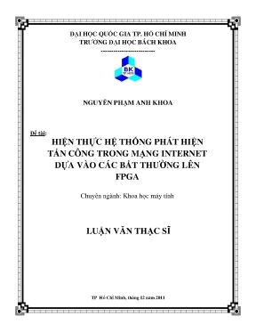 Luận văn thạc sĩ khoa học máy tính hiện thực hệ thống phát hiện tấn công trong mạng internet dựa vào các bất thường lên fpga