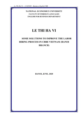 Chuyên đề thực tập some solutions to improve the labor hiring process in cbre vietnam hanoi branch
