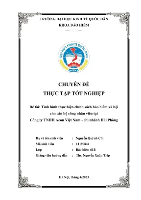 Tình hình thực hiện chính sách bảo hiểm xã hội cho cán bộ công nhân viên tại công ty tnhh aeon việt nam chi nhánh lê chân hải phòng