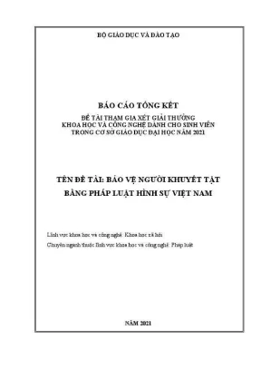 Báo cáo tổng kết đề tài bảo vệ người khuyết tật bằng pháp luật hình sự việt nam
