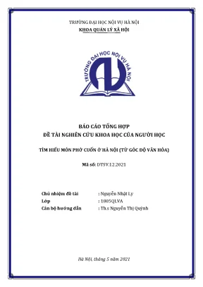 Đề tài nghiên cứu khoa học tìm hiểu món phở cuốn ở hà nội từ góc độ văn hóa