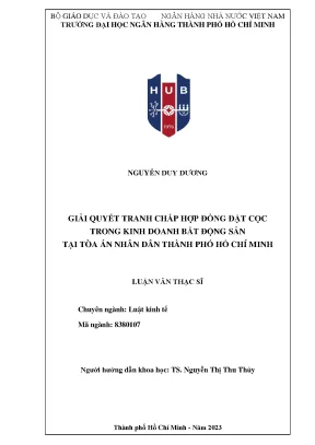 Giải quyết tranh chấp hợp đồng đặt cọc trong kinh doanh bất động sản tại tòa án nhân dân thành phố hồ chí minh