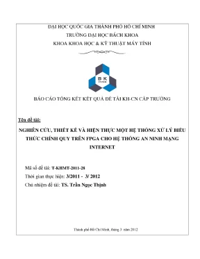 Đề tài nghiên cứu khoa học cấp trường nghiên cứu thiết kế và hiện thực một hệ thống xử lý biểu thức chính quy trên fpga cho hệ thống an ninh mạng internet