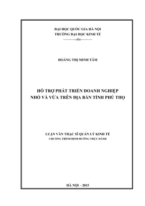 Luận văn thạc sĩ quản lý kinh tế hỗ trợ phát triển doanh nghiệp nhỏ và vừa trên địa bàn tỉnh phú thọ