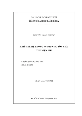 Luận văn thạc sĩ kỹ thuật điện thiết kế hệ thống pvbes cho tòa nhà thư viện eiu