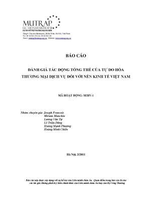 Báo cáo đánh giá tác động tổng thể của tự do hoá thương mại dịch vụ đối với nền kinh tế việt nam joseph francois