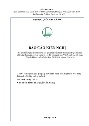 Đề tài nghiên cứu khoa học nghiên cứu giải pháp điều hành chính sách tỷ giá hối đoái trong bối cảnh hội nhập kinh tế quốc tế