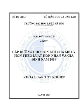 Khóa luận tốt nghiệp cấp dưỡng cho con khi cha mẹ ly hôn theo luật hôn nhân và gia đình năm 2014