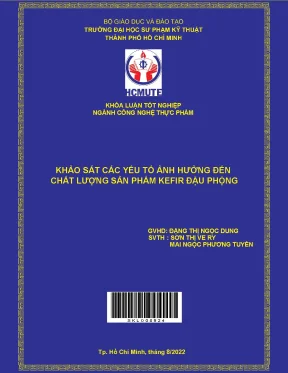 Khảo sát các yếu tố ảnh hưởng đến chất lượng sản phẩm kefir đậu phộng