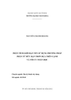 Luận văn thạc sĩ địa kỹ thuật xây dựng phân tích giới hạn nền sử dụng phương pháp phần tử hữu hạn trơn dựa trên cạnh và tối ưu toán học