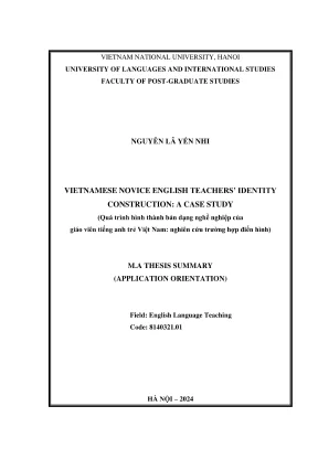 Luận văn thạc sĩ phương pháp giảng dạy tiếng anh vietnamese novice english teachers identity construction a case study