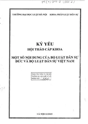 Kỷ yếu hội thảo khoa học cấp khoa một số nội dung của bộ luật dân sự đức và bộ luật dân sự việt nam