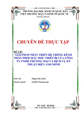 Chuyên đề thực tập giải pháp phát triển hệ thống kênh phân phối máy móc thiết bị của công ty tnhh thương mại và dịch vụ kỹ thuật điện anh minh