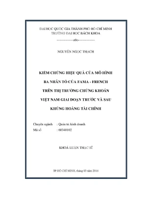 Luận văn thạc sĩ quản trị kinh doanh kiểm chứng hiệu quả của mô hình ba nhân tố của famafrench trên thị trường chứng khoán việt nam giai đọan trước và sau khủng hoảng tài chính