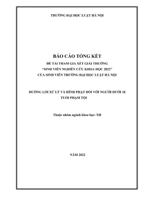 Đề tài sinh viên nghiên cứu khoa học đường lối xử lý và hình phạt đối với người dưới 18 tuổi phạm tội