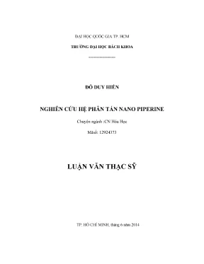 Luận văn thạc sĩ công nghệ hóa học nghiên cứu hệ phân tán nano piperine