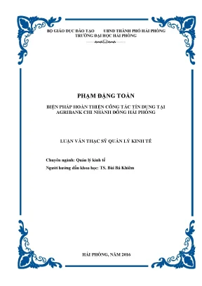 Luận văn thạc sĩ quản lý kinh tế biện pháp hoàn thiện công tác tín dụng tại agribank chi nhánh đông hải phòng