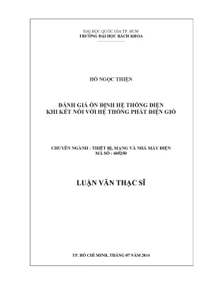 Luận văn thạc sĩ thiết bị mạng và nhà máy điện đánh giá ổn định hệ thống điện khi kết nối với hệ thống phát điện gió