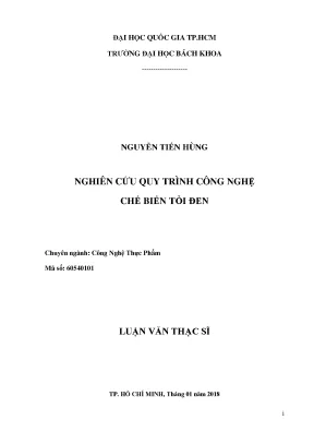 Luận văn thạc sĩ công nghệ thực phẩm nghiên cứu quy trình công nghệ chế biến tỏi đen