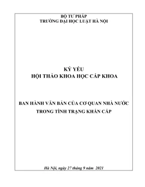 Kỷ yếu hội thảo khoa học cấp khoa ban hành văn bản của cơ quan nhà nước trong tình trạng khẩn cấp