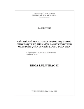 Luận văn thạc sĩ quản trị kinh doanh giải pháp nâng cao chất lượng hoạt động cho công ty cổ phần vina lá sắt cứng theo quan điểm quản lý chất lượng toàn diện