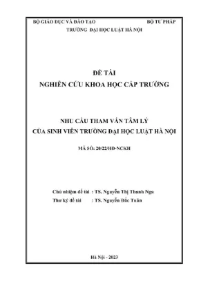 Đề tài nghiên cứu khoa học cấp trường nhu cầu tham vấn tâm lý của sinh viên trường đại học luật hà nội