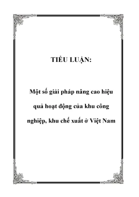 Tiểu luận một số giải pháp nâng cao hiệu quả hoạt động của khu công nghiệp khu chế xuất ở việt nam