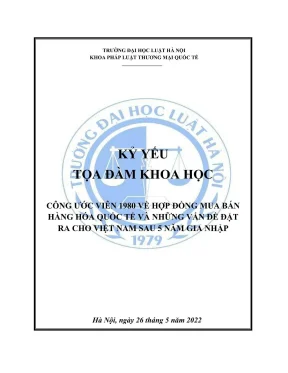 Kỷ yếu toạ đàm khoa học cấp khoa công ước viên 1980 về hợp đồng mua bán hàng hoá quốc tế và những vấn đề đặt ra cho việt nam sau 5 năm gia nhập