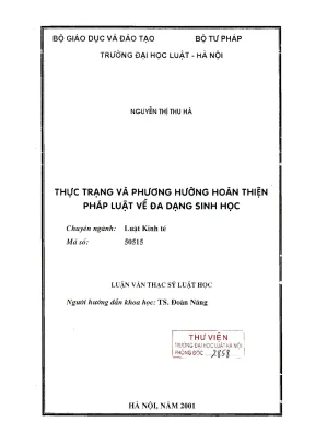 Luận văn thạc sĩ luật học thực trạng và phương hướng hoàn thiện pháp luật về đa dạng sinh học