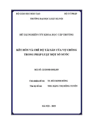 Đề tài nghiên cứu khoa học cấp trường kết hôn và chế độ tài sản của vợ chồng trong pháp luật một số nước
