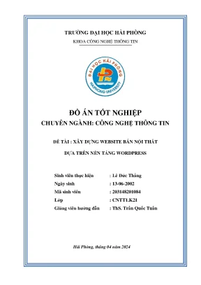 Khóa luận tốt nghiệp công nghệ thông tin xây dựng website bán nội thất dựa trên nền tảng wordpress