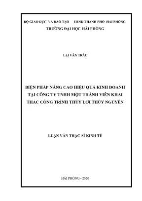 Luận văn thạc sĩ quản trị kinh doanh biện pháp nâng cao hiệu quả kinh doanh tại công ty tnhh một thành viên khai thác công trình thủy lợi thủy nguyên