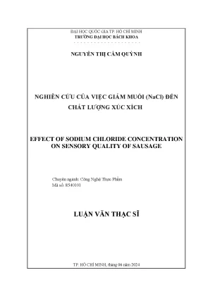 Luận văn thạc sĩ công nghệ thực phẩm nghiên cứu của việc giảm muối nacl đến chất lượng xúc xích