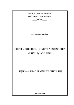 Luận văn thạc sĩ kinh tế chính trị chuyển đổi cơ cấu kinh tế nông nghiệp ở tỉnh quảng bình