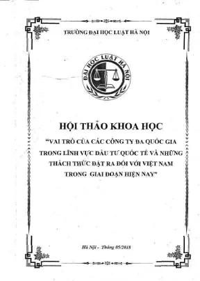 Kỷ yếu hội thảo khoa học cấp trường vai trò của các công ty đa quốc gia trong lĩnh vực đầu tư quốc tế và những thách thức đặt ra đối với việt nam trong giai đoạn hiện nay