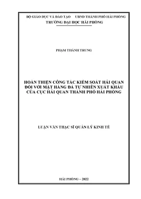 Luận văn thạc sĩ quản lý kinh tế hoàn thiện công tác kiểm soát hải quan đối với mặt hàng đá tự nhiên xuất khẩu của cục hải quan thành phố hải phòng