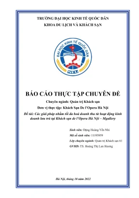 Chuyên đề thực tập các giải pháp nhằm tối đa hoá doanh thu từ hoạt động kinh doanh lưu trú tại khách sạn de lopera hà nội mgallery